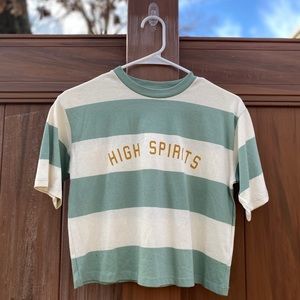 Urban Outfitters Green Striped High Spirits Tee
